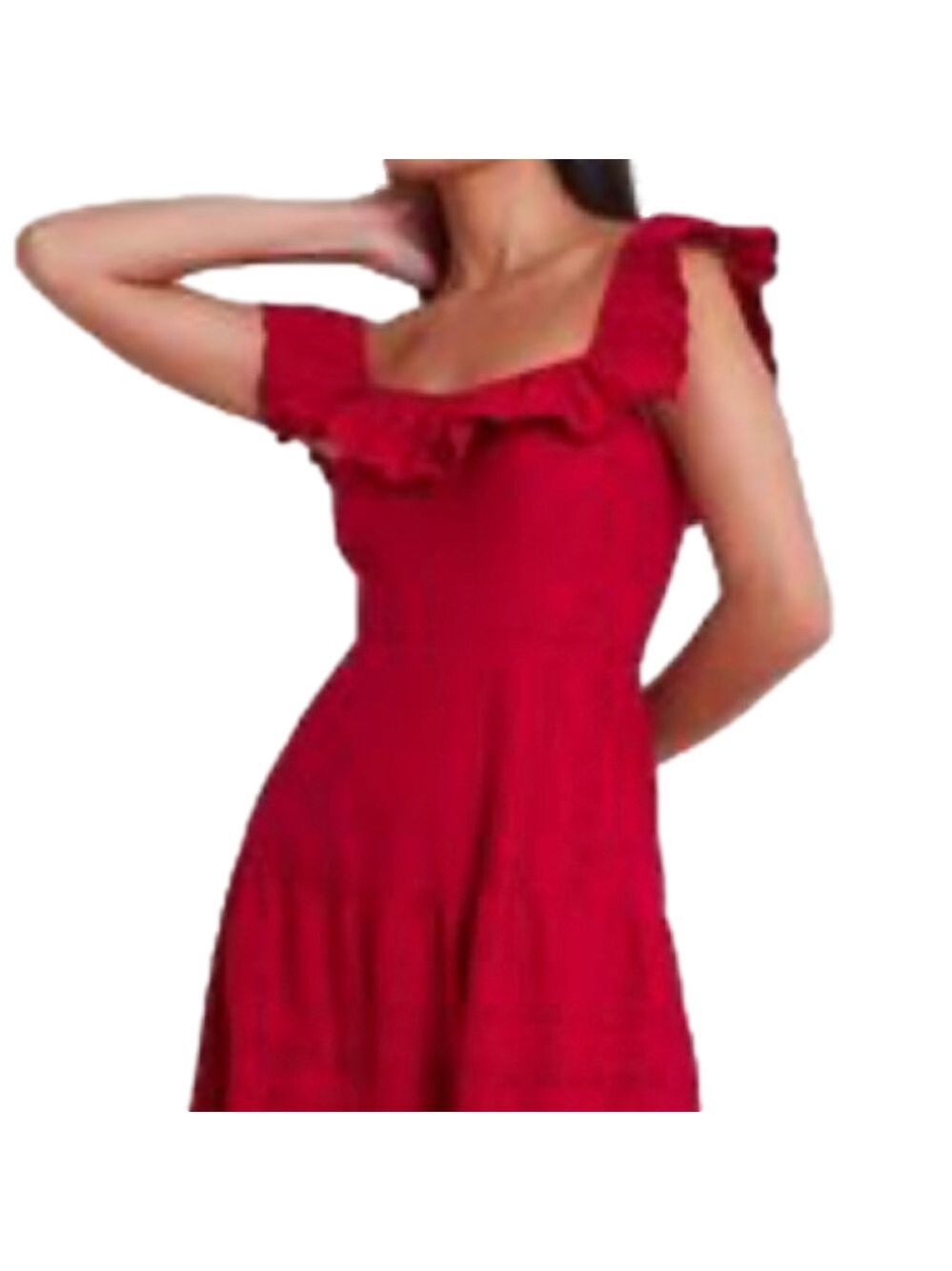 48. John Lewis Dress. Red with ruffle collar.